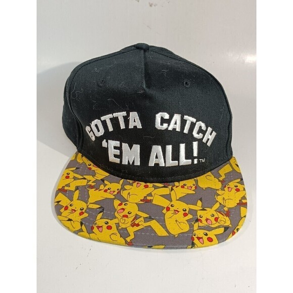 Pokemon Hat Black Pikachu Adjustable Snapback - Picture 1 of 7